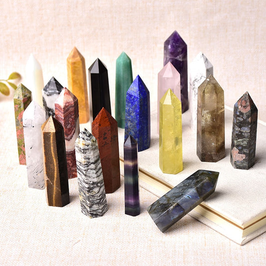 Natural Stones Crystal Point Wand Amethyst Rose Quartz Healing Stone Energy Ore Mineral Crafts