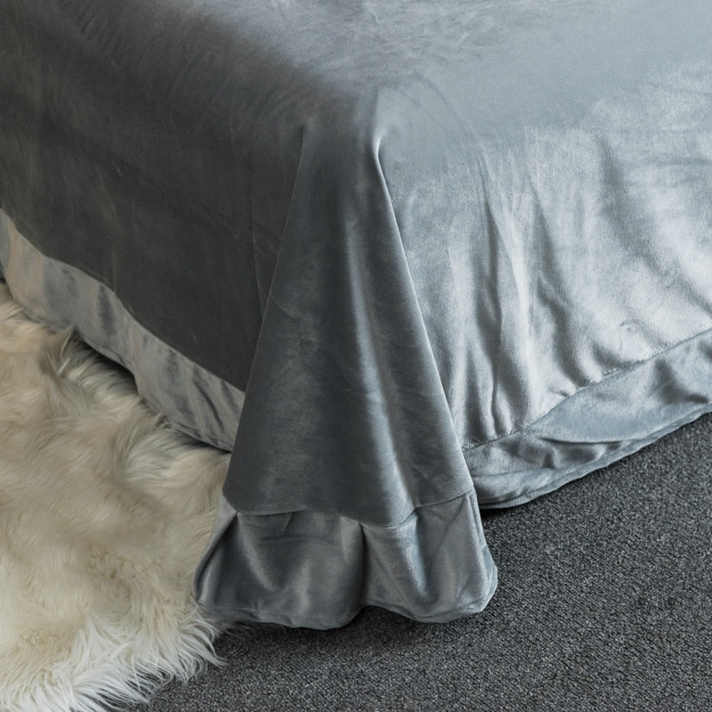 Lava Gray Velvet Duvet Set freeshipping - khollect