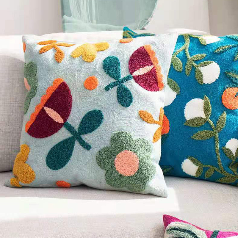 Luna Embroidered Floral Pillow Cover