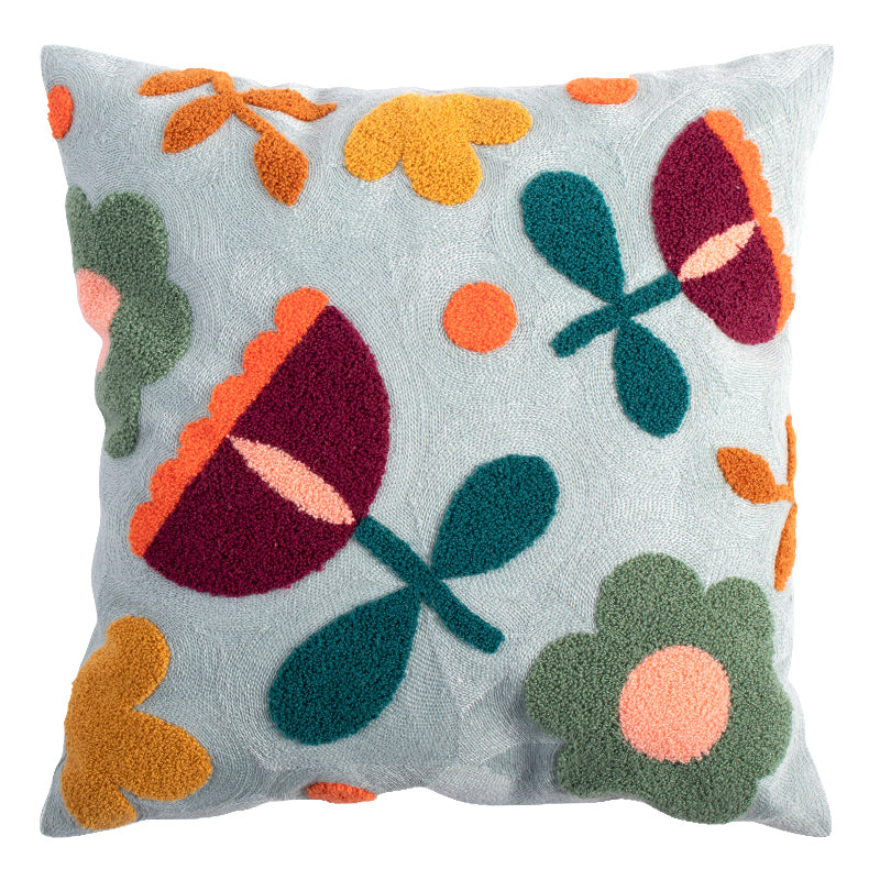 Luna Embroidered Floral Pillow Cover