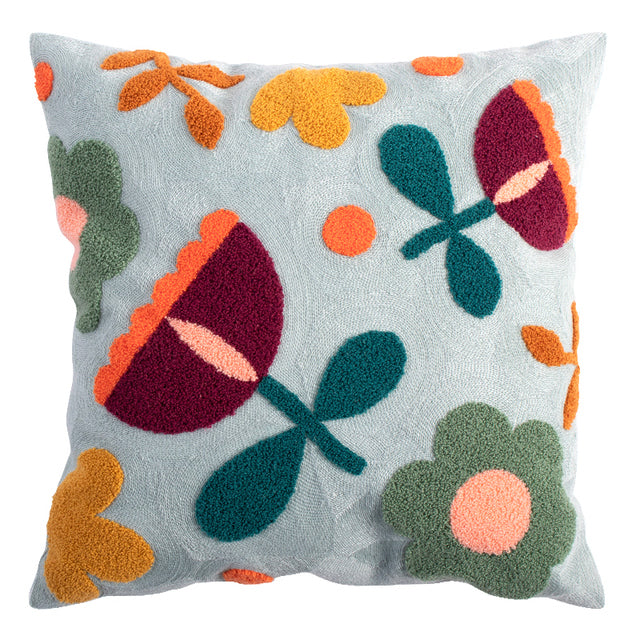 Luna Embroidered Floral Pillow Cover