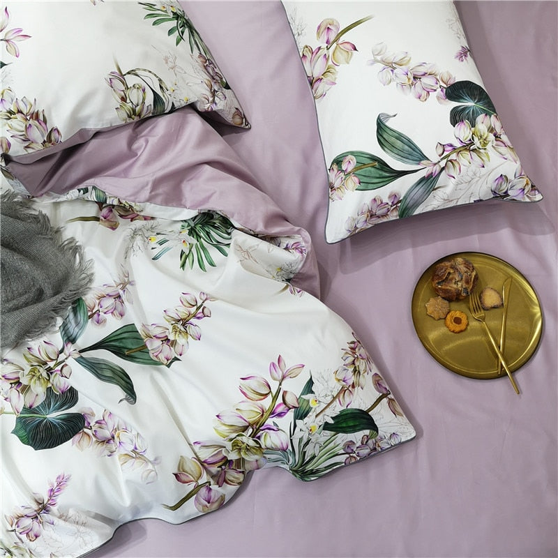 Tropical Leaves Flowers Duvet cover freeshipping - khollect