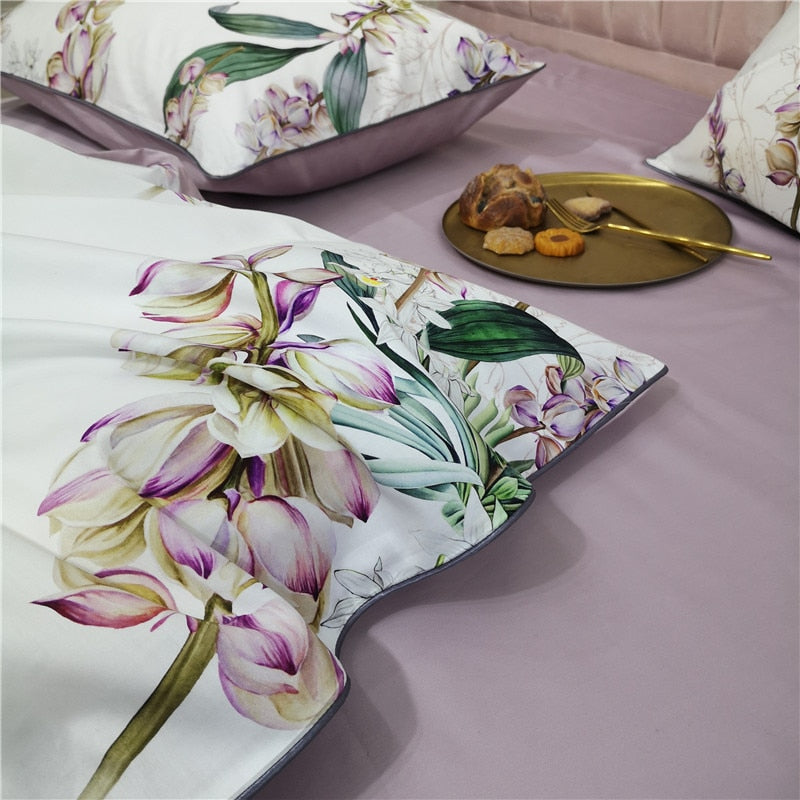 Tropical Leaves Flowers Duvet cover freeshipping - khollect