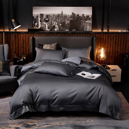 Dark Gray Egyptian Cotton Bedding set freeshipping - khollect