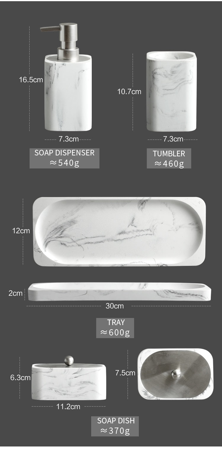 White Marble Bathroom Accessories freeshipping - khollect