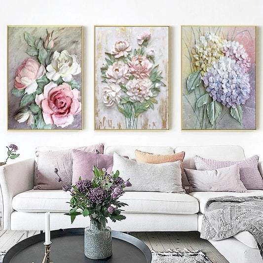 3D Floral Canvas Print freeshipping - khollect