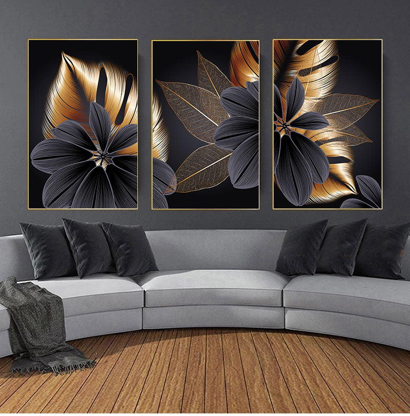 Golden Leaf Canvas Poster Print freeshipping - khollect