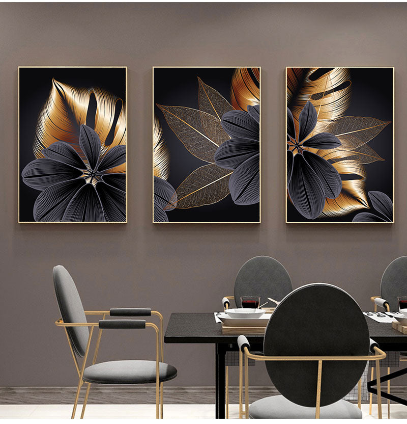 Golden Leaf Canvas Poster Print freeshipping - khollect