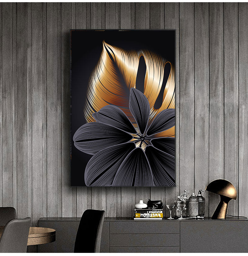 Golden Leaf Canvas Poster Print freeshipping - khollect