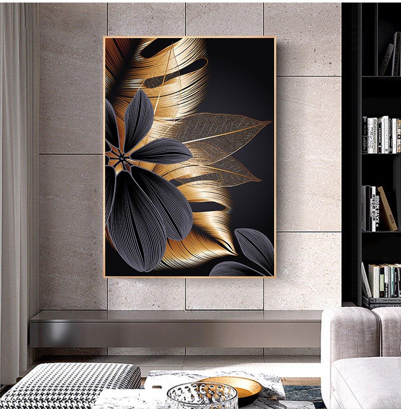 Golden Leaf Canvas Poster Print freeshipping - khollect