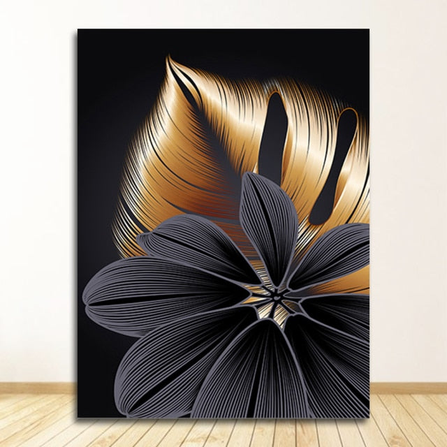 Golden Leaf Canvas Poster Print freeshipping - khollect