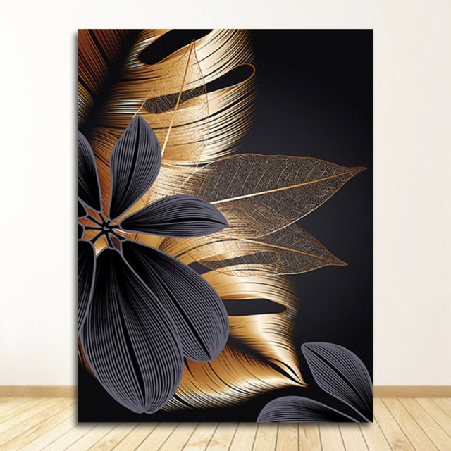 Golden Leaf Canvas Poster Print freeshipping - khollect