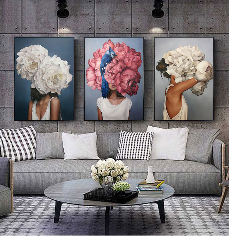 Abstract Floral Hat Canvas Print Art freeshipping - khollect