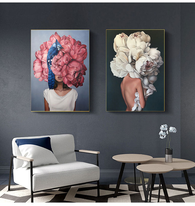 Abstract Floral Hat Canvas Print Art freeshipping - khollect