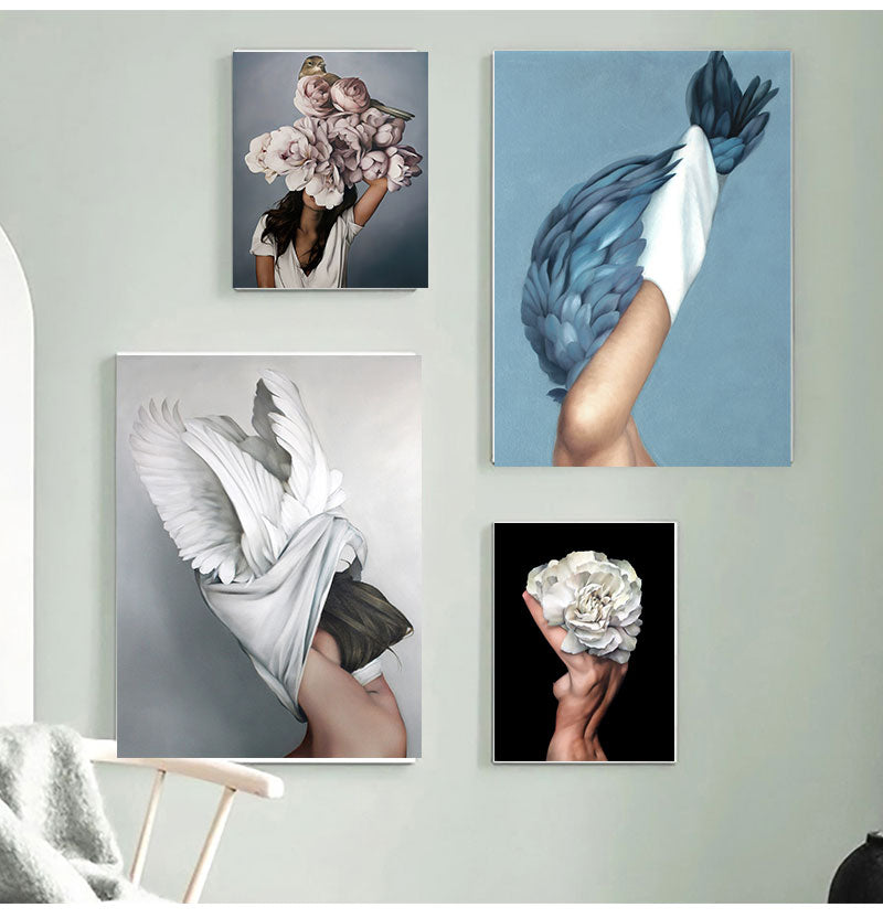 Abstract Floral Hat Canvas Print Art freeshipping - khollect