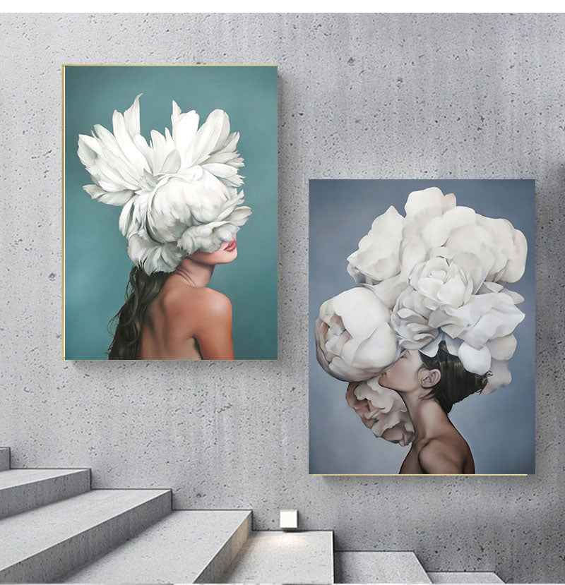 Abstract Floral Hat Canvas Print Art freeshipping - khollect
