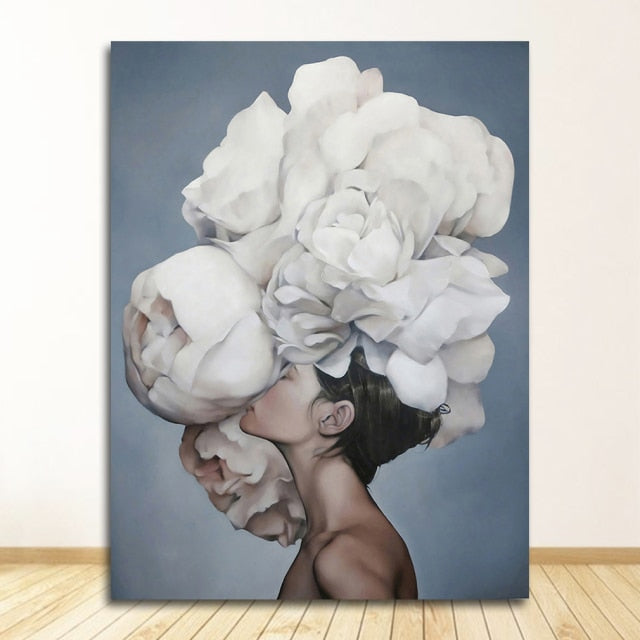 Abstract Floral Hat Canvas Print Art freeshipping - khollect