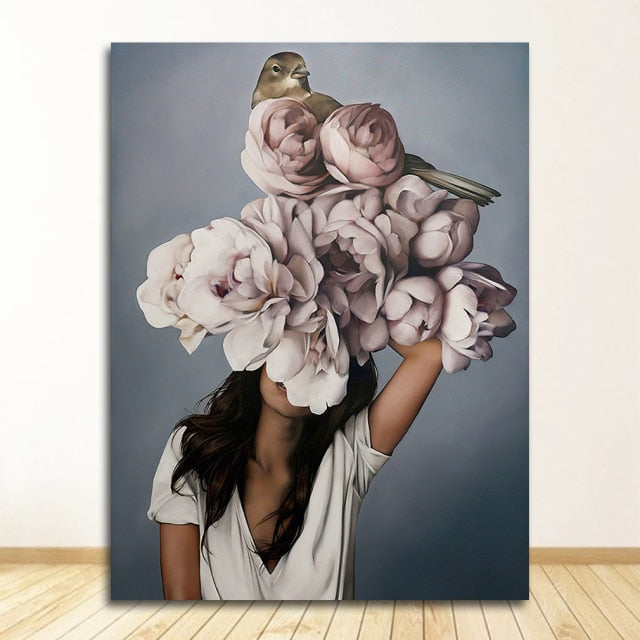 Abstract Floral Hat Canvas Print Art freeshipping - khollect