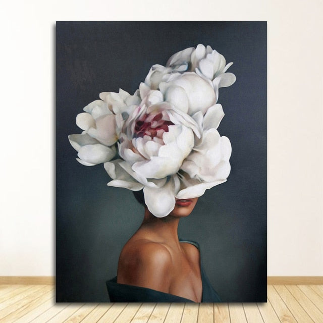 Abstract Floral Hat Canvas Print Art freeshipping - khollect