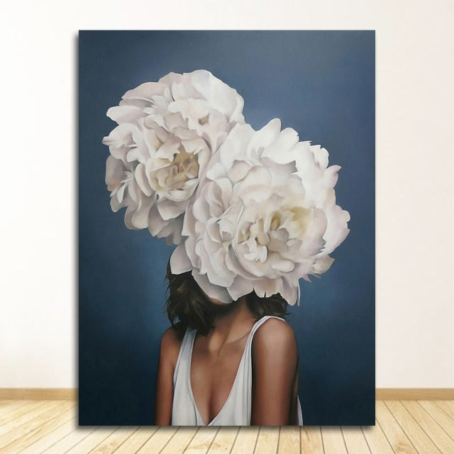 Abstract Floral Hat Canvas Print Art freeshipping - khollect