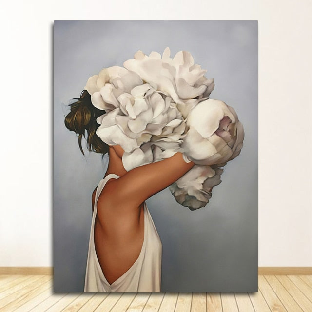 Abstract Floral Hat Canvas Print Art freeshipping - khollect