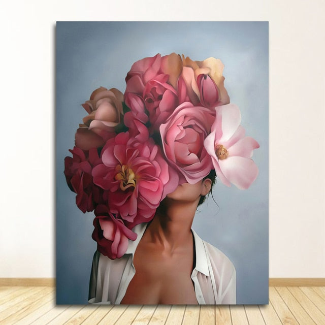 Abstract Floral Hat Canvas Print Art freeshipping - khollect