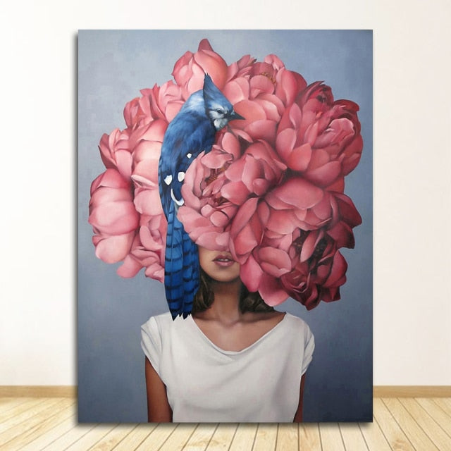 Abstract Floral Hat Canvas Print Art freeshipping - khollect