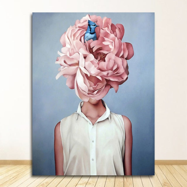 Abstract Floral Hat Canvas Print Art freeshipping - khollect