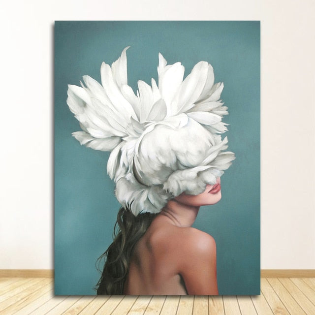 Abstract Floral Hat Canvas Print Art freeshipping - khollect