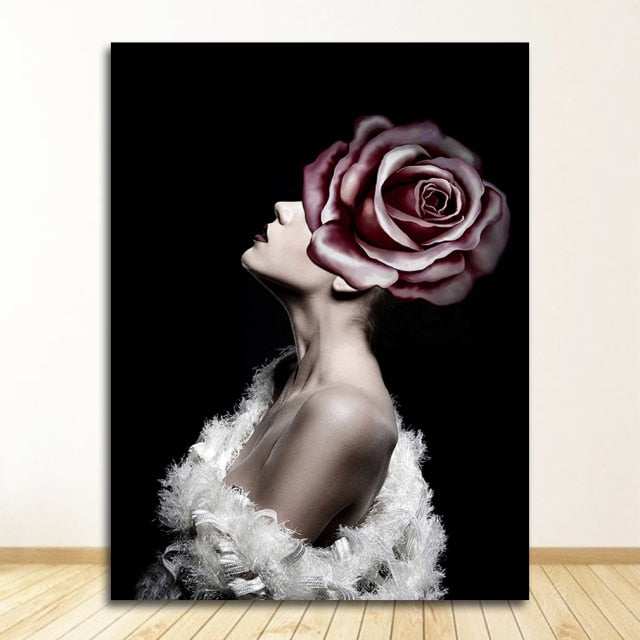 Abstract Floral Hat Canvas Print Art freeshipping - khollect