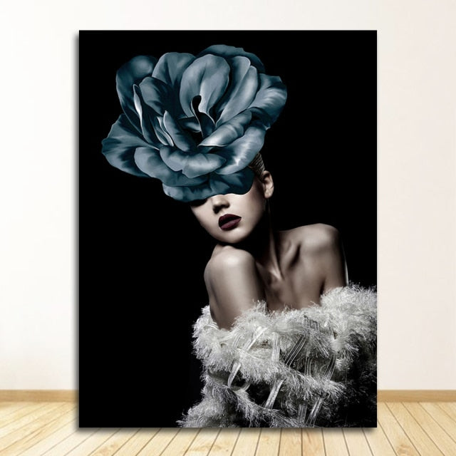 Abstract Floral Hat Canvas Print Art freeshipping - khollect