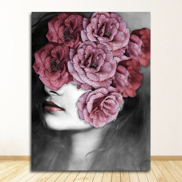 Abstract Floral Hat Canvas Print Art freeshipping - khollect