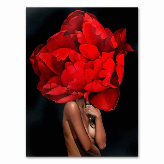Abstract Floral Hat Canvas Print Art freeshipping - khollect