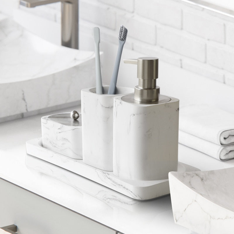 White Marble Bathroom Accessories freeshipping - khollect