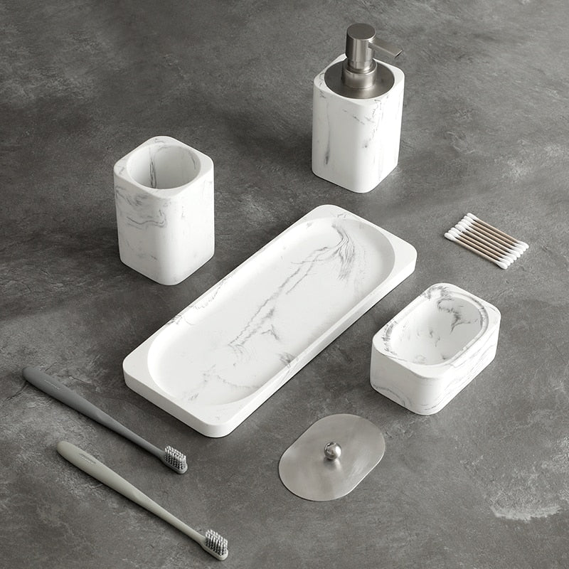 White Marble Bathroom Accessories freeshipping - khollect