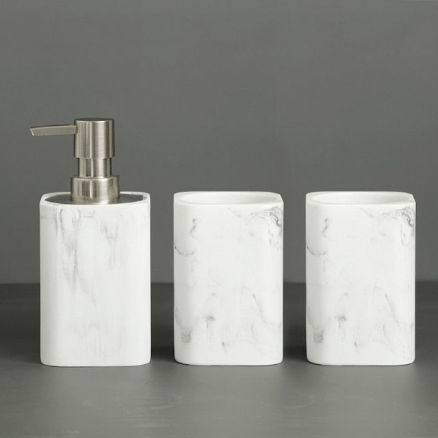 White Marble Bathroom Accessories freeshipping - khollect