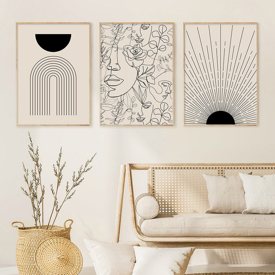 Abstract Bohemian Mid Century Line Art Decor