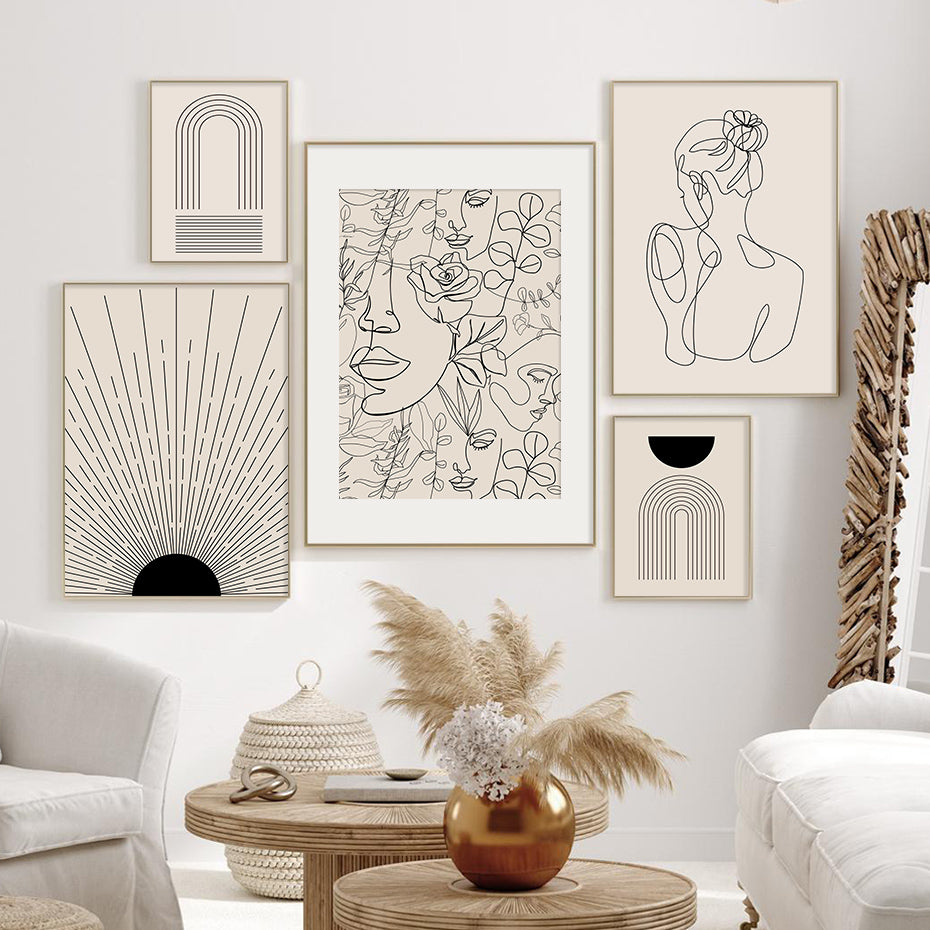 Abstract Bohemian Mid Century Line Art Decor