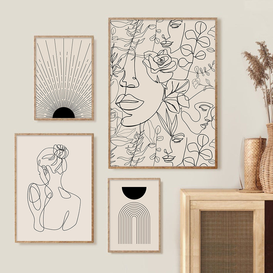 Abstract Bohemian Mid Century Line Art Decor