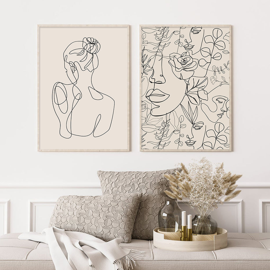 Abstract Bohemian Mid Century Line Art Decor