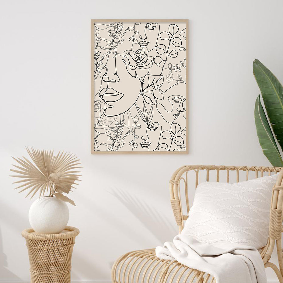 Abstract Bohemian Mid Century Line Art Decor