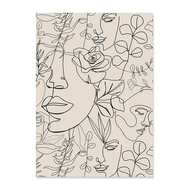 Abstract Bohemian Mid Century Line Art Decor