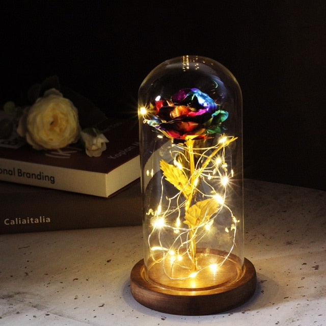 LED Eternal Rose In Glass Decor freeshipping - khollect