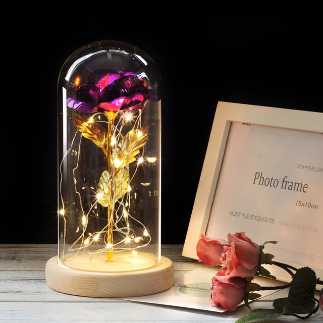 LED Eternal Rose In Glass Decor freeshipping - khollect