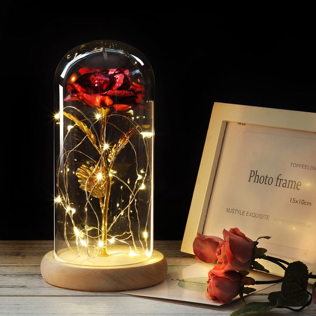 LED Eternal Rose In Glass Decor freeshipping - khollect