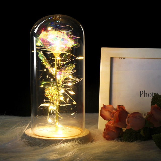 LED Eternal Rose In Glass Decor freeshipping - khollect