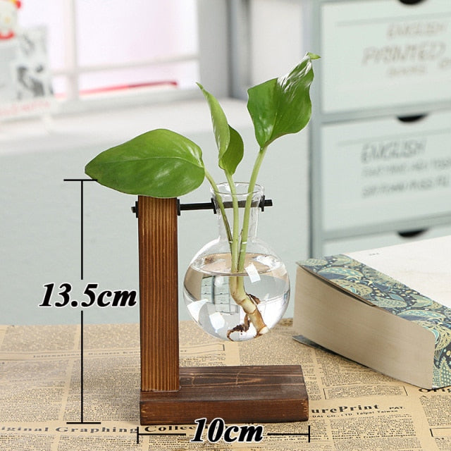 Wooden Hydroponic Plant Vase freeshipping - khollect