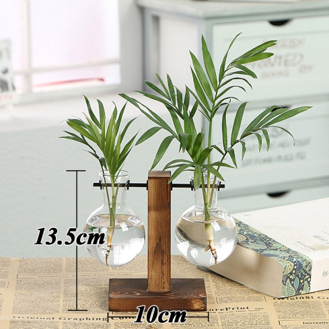 Wooden Hydroponic Plant Vase freeshipping - khollect