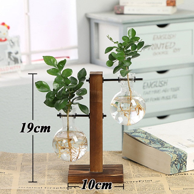 Wooden Hydroponic Plant Vase freeshipping - khollect