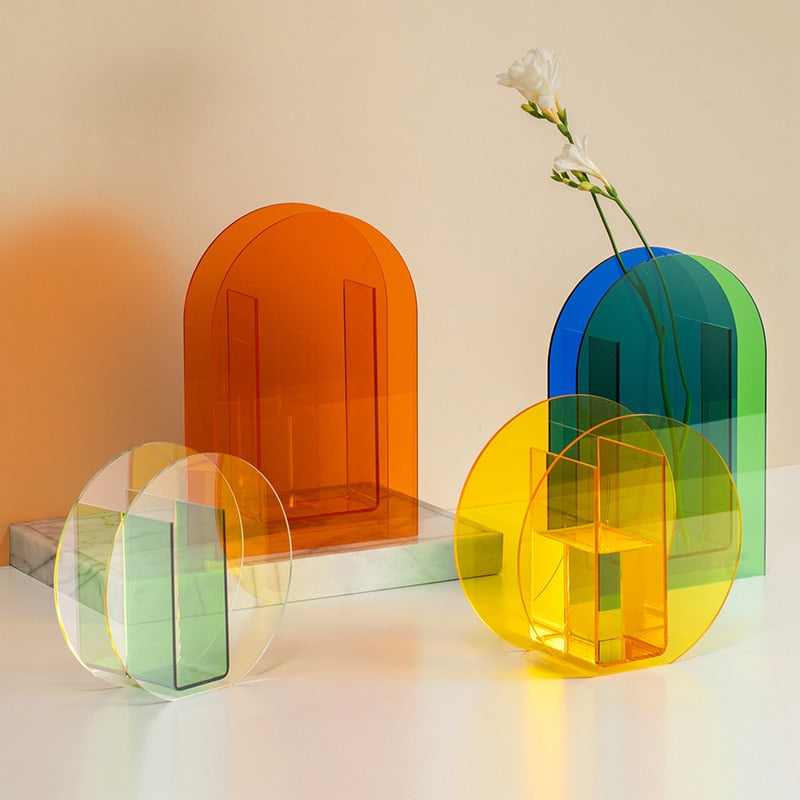 Rainbow Color Acrylic Vase freeshipping - khollect
